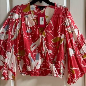 Women's Red Floral Blouse